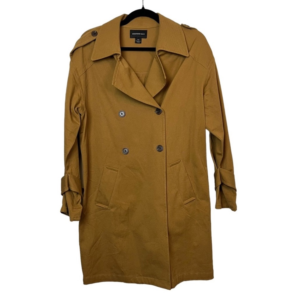Something Navy Camel Tan Easy Oversize Trench Coat Size XXS Women